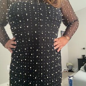 Elegant Black Pearl-Embellished Dress